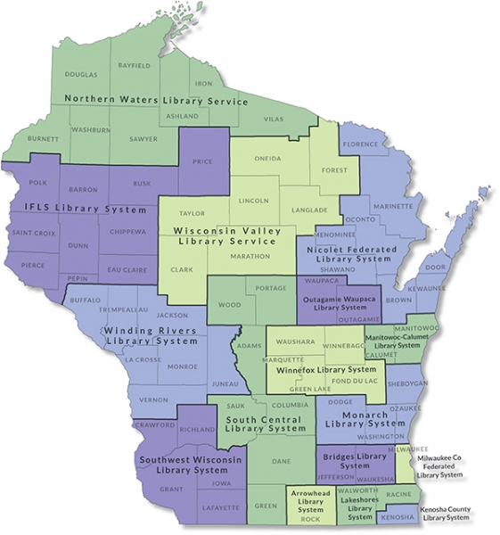 Wisconsin public library systems map