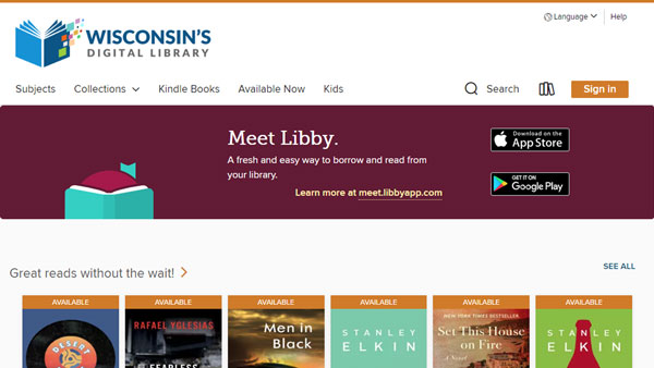 Wisconsin's Digital Library (Libby / OverDrive) screenshot