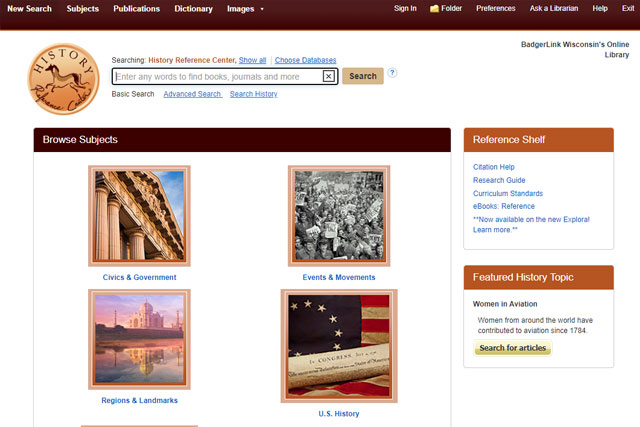 History Reference Center screenshot
