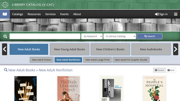 Library Catalog (V-Cat) screenshot
