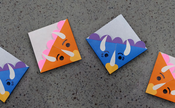 triceratops dinosaur bookmark craft