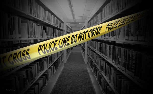 library with police tape