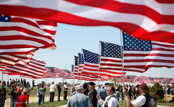 USA flags at veterans event