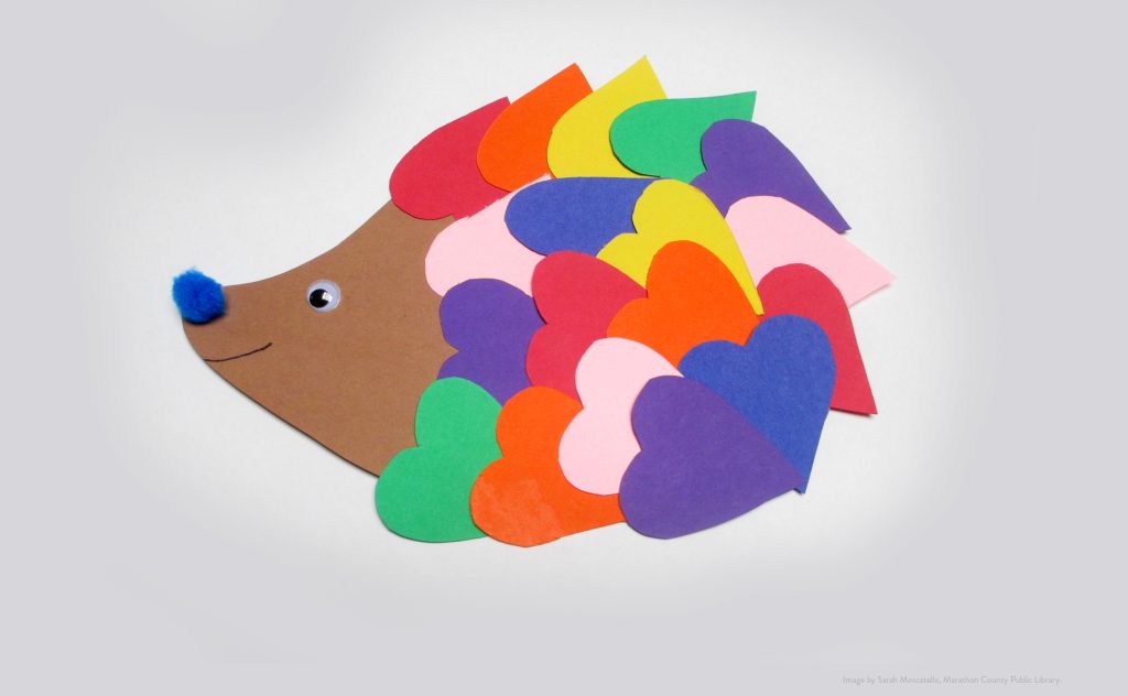 paper heart hedgehog craft