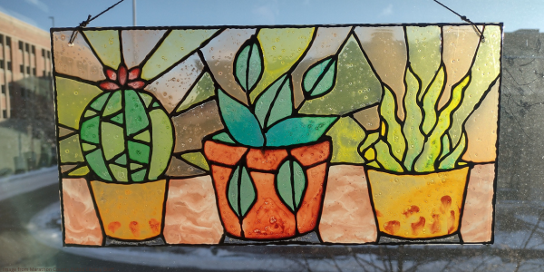 faux stained glass plants