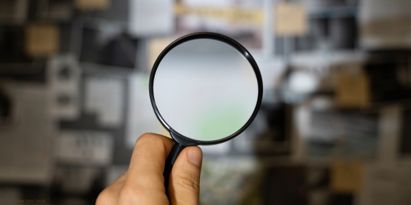 person holding magnifying glass