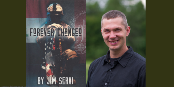 forever changed by jim servi book cover next to author picture of jim servi