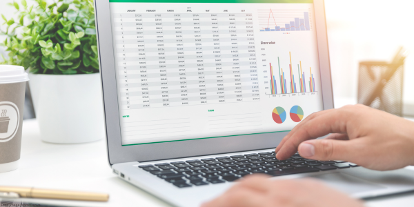 computer showing spreadsheet