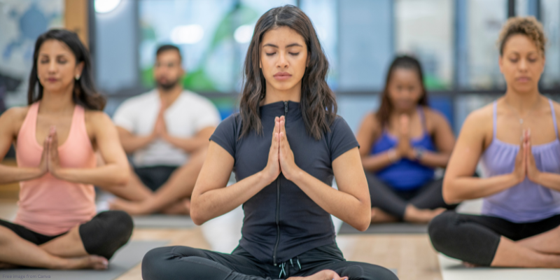 people meditating in yoga pose