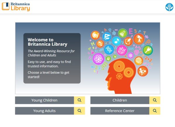 Britannica Library website screenshot with age group options