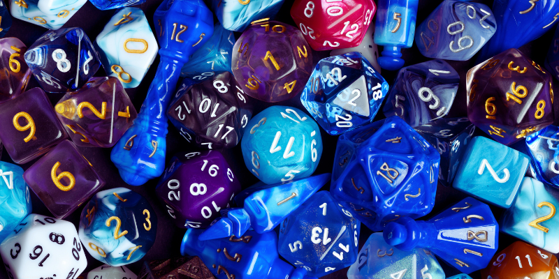 variety of colored dice