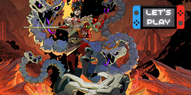 video game image of hades with nintendo switch in the corner and the text "let's play"